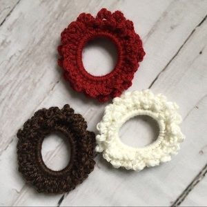 Handmade crochet scrunchy scrunchie trio